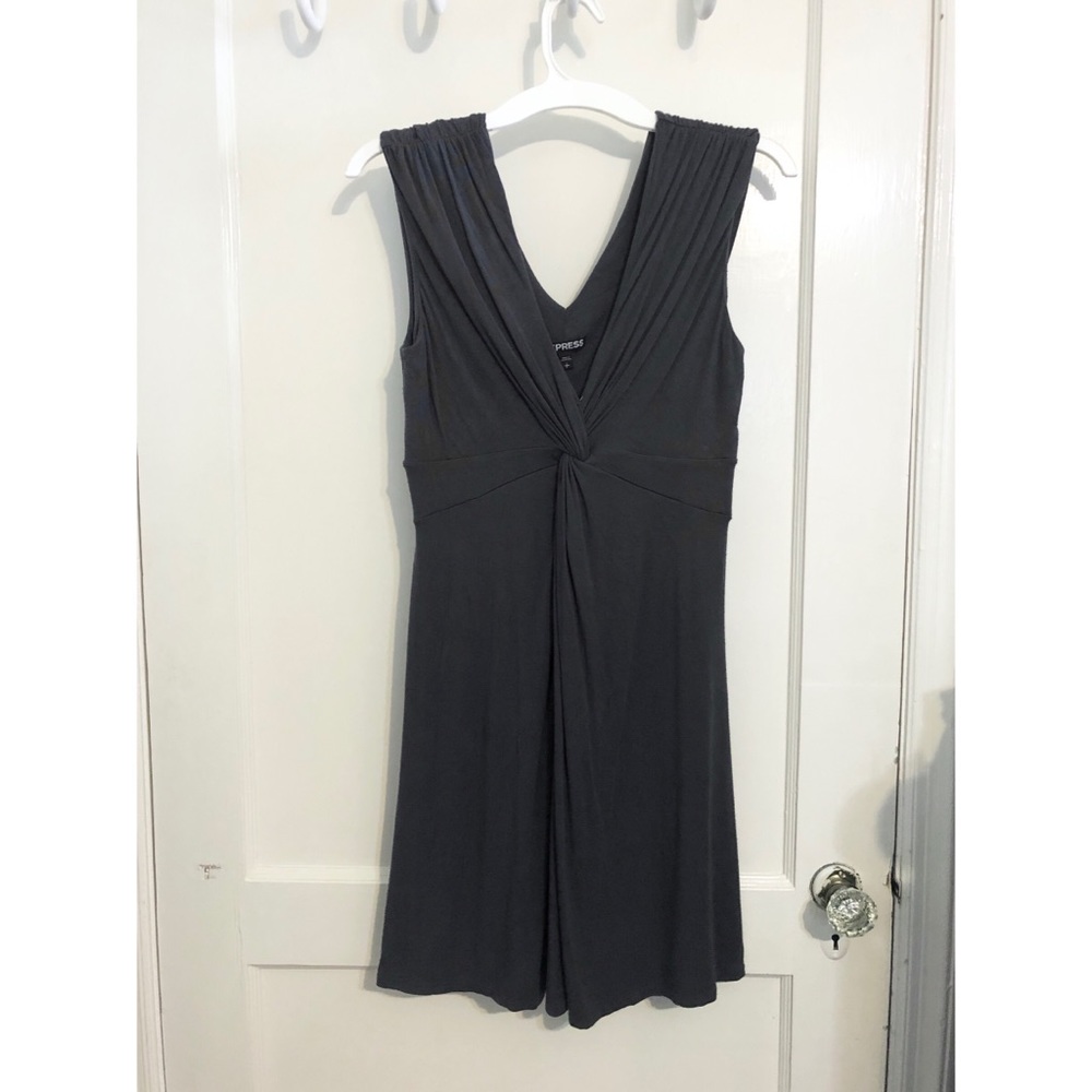 Express Twist Front Deep-V Knit Gray Cap Sleeve Women’s Small Dress